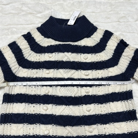 J. Crew Azra Cable Pullover Striped Navy NWT Size Small - Picture 7 of 10